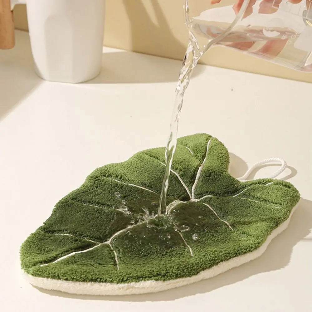 Double-Layer Leaf Hand Towel – Fast-Dry Hanging Kitchen Cloth
