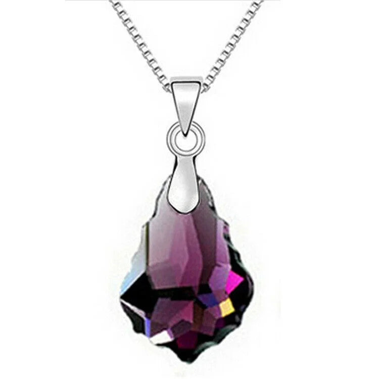 Purple Crystal Drop Necklace & Earrings Set | Nixie Jewelry Crystal Jewelry Set Nixie