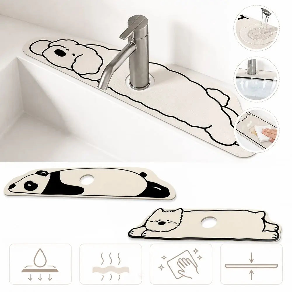 Cartoon Puppy Diatom Mud Faucet Draining Mat | Sink Mat Sink Draining Mat Nixie