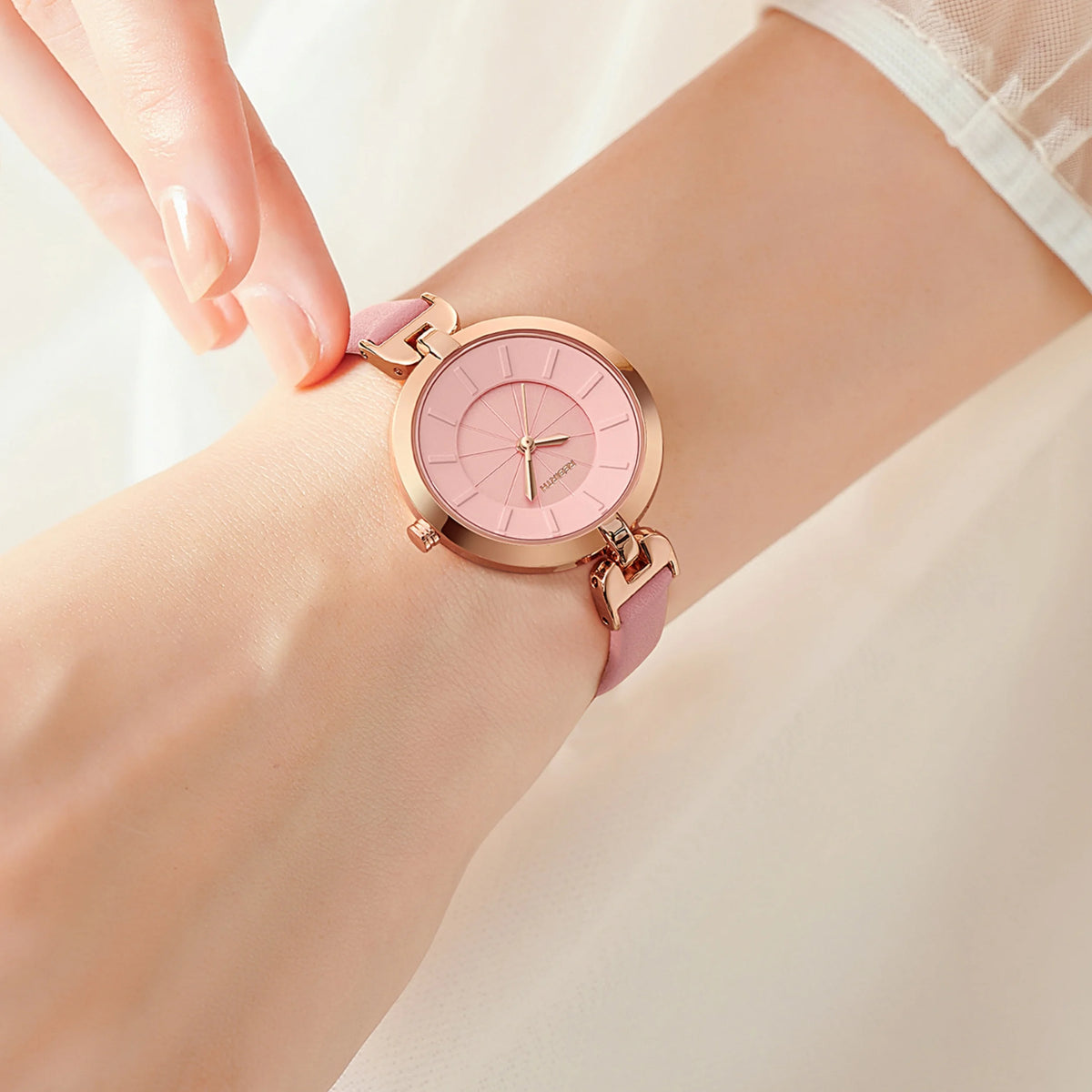 REBIRTH Women's Fashion Quartz Watch – Leather Band & Niche Style Women's Quartz Watch Nixie