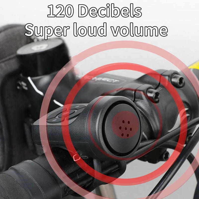 BUCKLOS 120dB Electric Bike Horn USB Rechargeable Bicycle Bell Electric Bicycle Horn Nixie