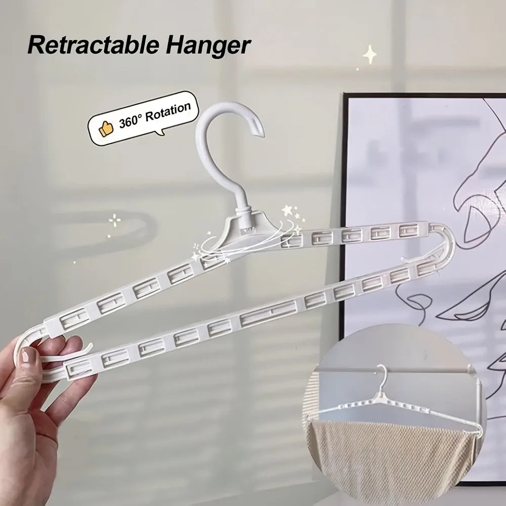 2PCS Telescopic Pull-Out Hanger 360° Rotatable Closet Drying Rack