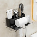 Wall Mounted Hair Dryer Holder with Organizer Compartments Hair Dryer Holder Nixie B-Black