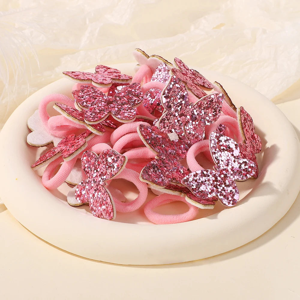 20pcs Glitter Butterfly Bow Elastic Hair Bands for Girls Girls Hair Accessories Nixie