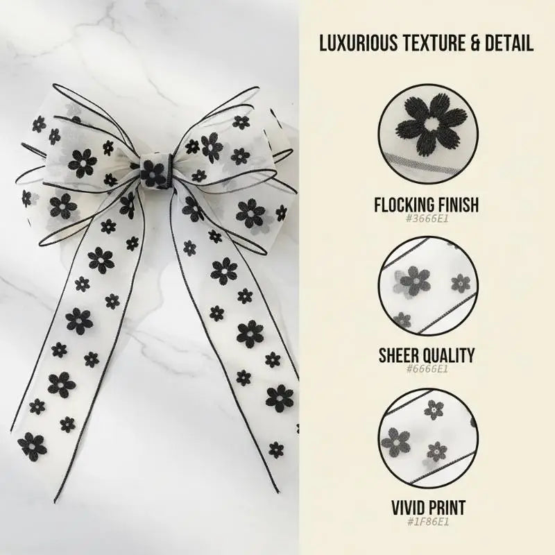 10 Yard Flocked Polyester Ribbon 3.8cm – DIY Hair & Gift Wrap Craft Ribbon Nixie