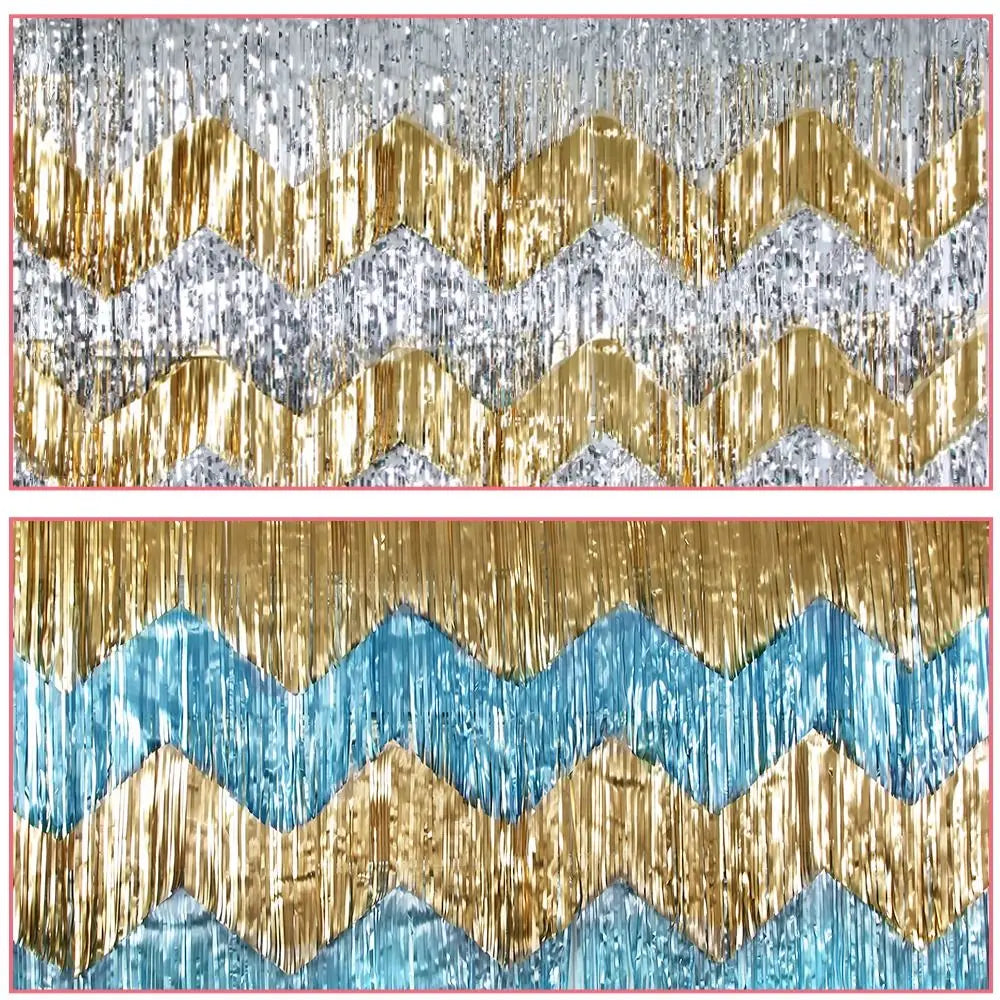 Metallic Foil Fringe Curtain 50x200cm – Party Backdrop Tassel Party Backdrop Curtain Nixie