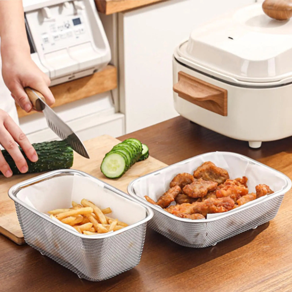 Stainless Steel Rectangle Fine Mesh Oil Strainer Basket