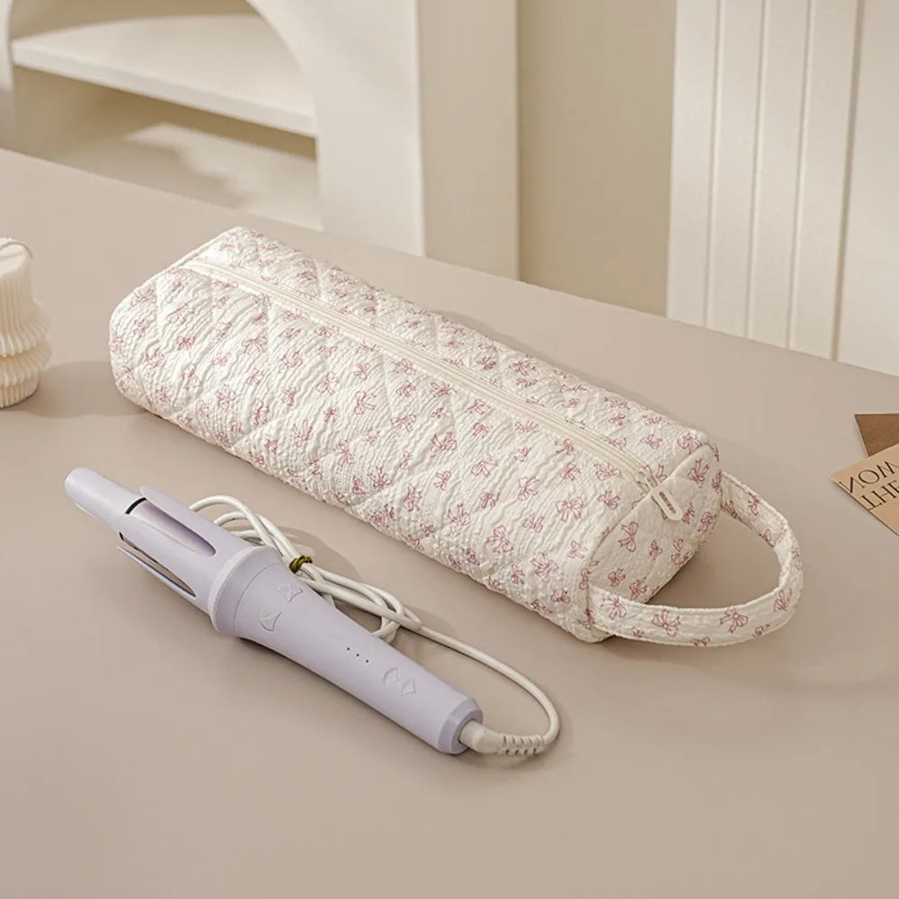 Quilted Hair Dryer Storage Bag with Handle – Dustproof Organizer