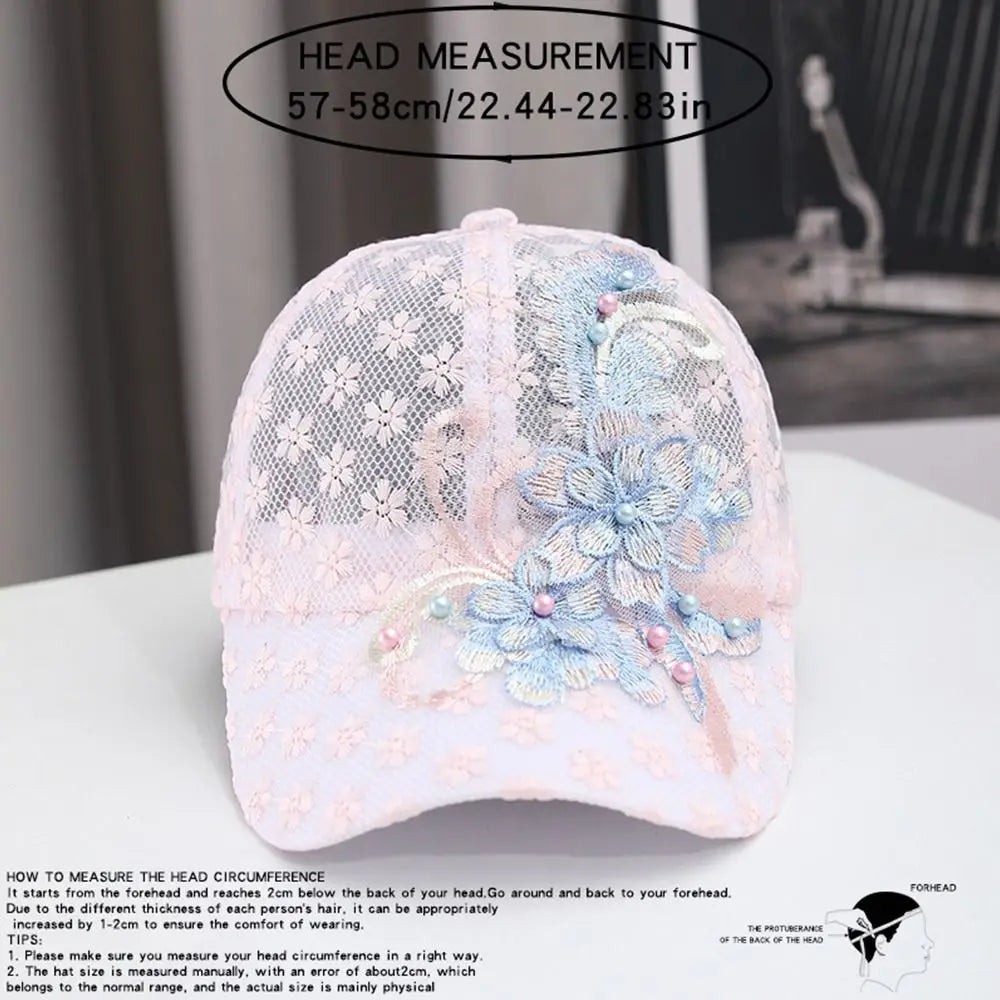 Lace Baseball Cap Floral Embroidered Hollow Breathable Women Hat Lace Baseball Cap Nixie