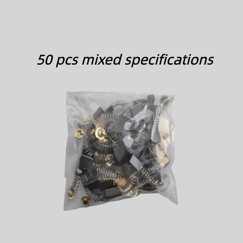 50pcs Heavy-Duty Carbon Brushes with Metal Bases – Motor Repair Kit Motor Repair Parts Nixie 50pcs