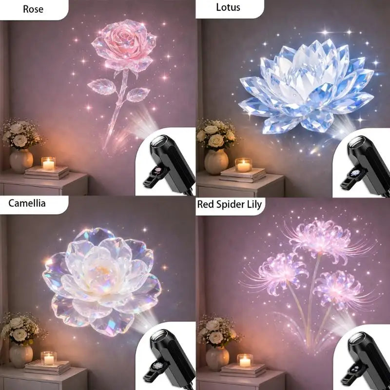 10-Pattern Floral USB LED Projection Night Light | Room Décor LED Projection Light Nixie