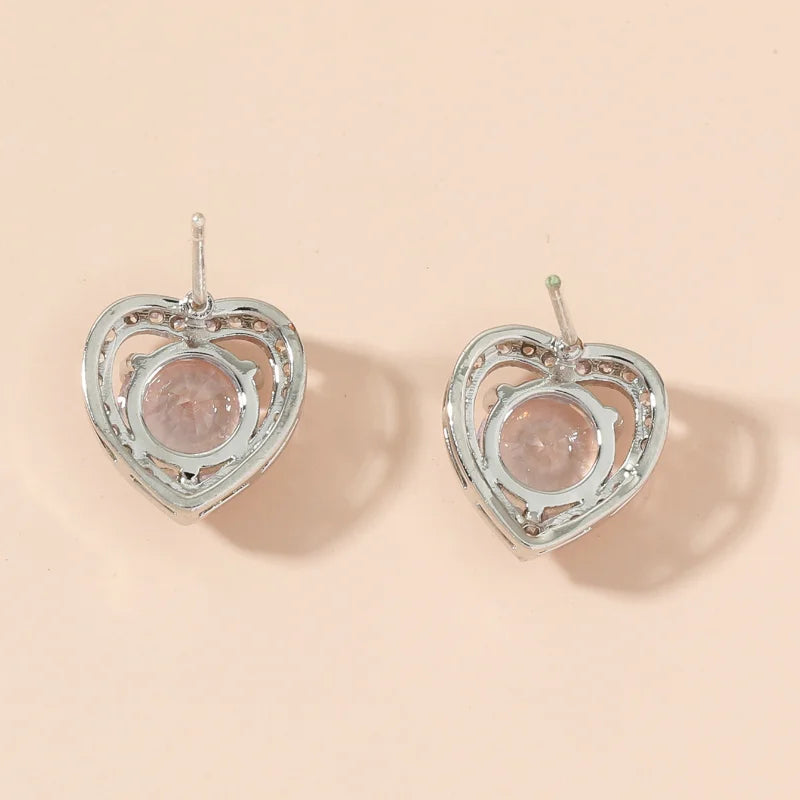 Heart CZ Earring & Necklace Set – Rhinestone Crystal Jewelry Crystal Jewelry Set Nixie