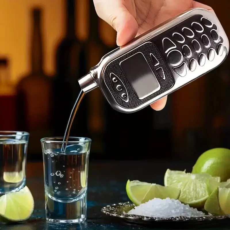 Retro Phone Whiskey Flask – 2.5oz Stainless Steel Pocket Flask Whiskey Flask Nixie
