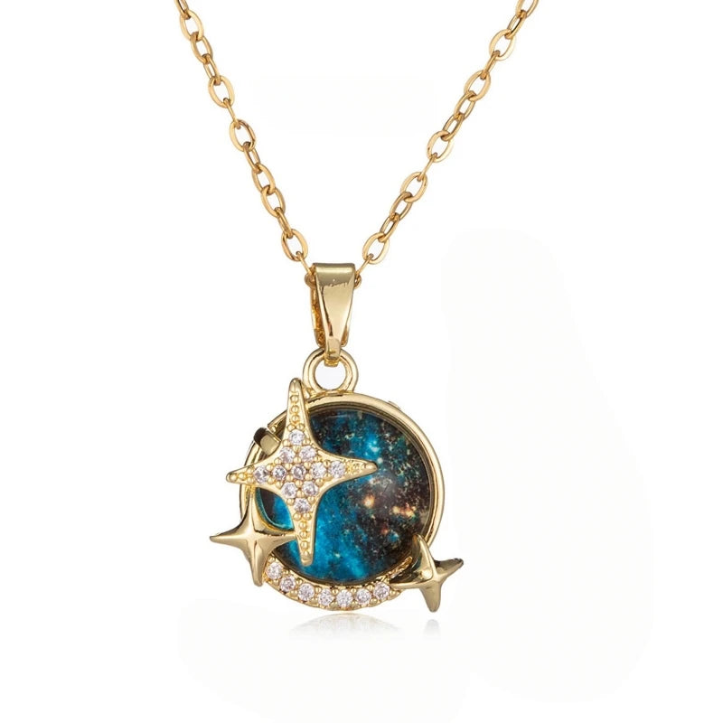 Dream Planet Zircon Pendant Necklace – Women's Stainless Steel Pendant Necklace Nixie