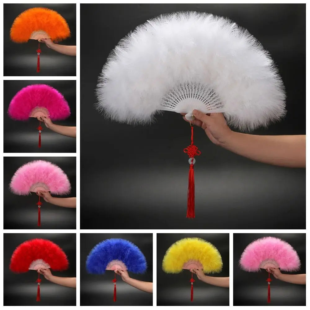 Foldable Marabou Feather Fan – 1920s Gatsby Flapper Costume