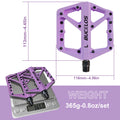 BUCKLOS Ultralight Nylon MTB Flat Pedals DU Bearing 9/16" Bicycle Flat Pedals Nixie Light Purple