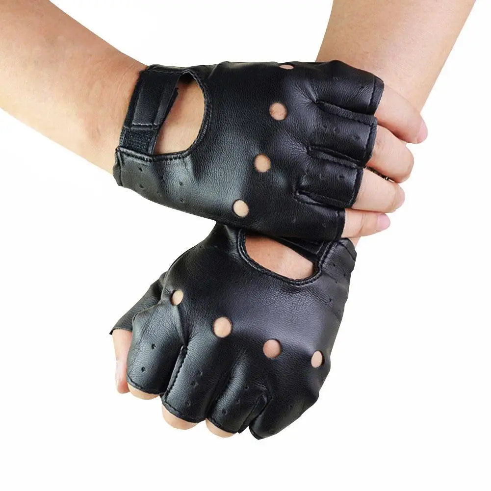 Punk Half Finger PU Leather Gloves – Dance, Fitness & Style Fingerless Fashion Gloves Nixie