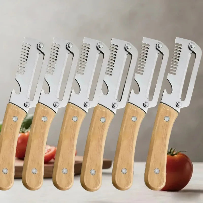 Stainless Steel Fruit & Vegetable Peeler Set – Wood Handle Vegetable Peeler Set Nixie 6pcs