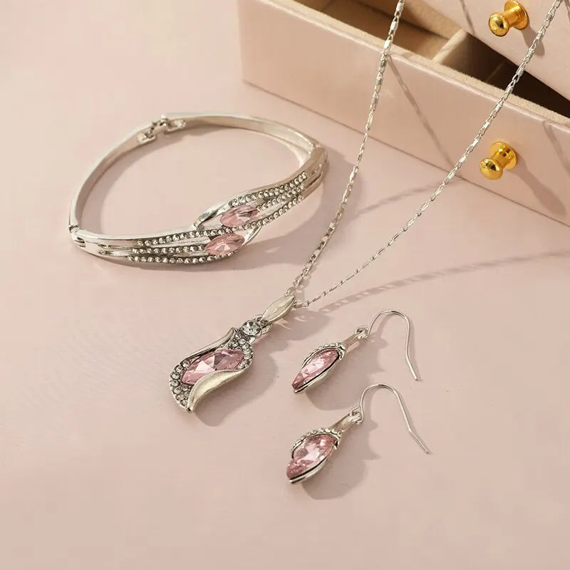 4-Piece Gold-Plated Necklace Bracelet & Earrings Jewelry Set Fashion Jewelry Set Nixie