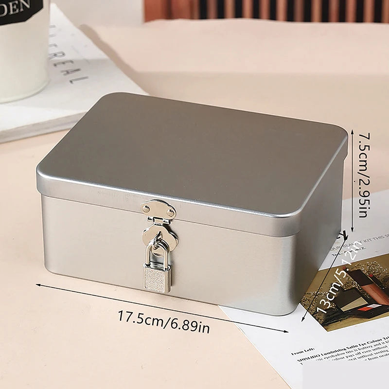Vintage Tinplate Storage Box with Lock & Keys | Large Capacity