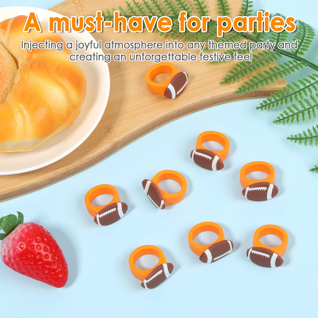 60 Pcs Sports Cupcake Topper Rings – Football, Basketball & Rugby Cupcake Topper Rings Nixie