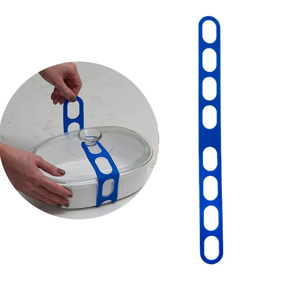 54cm Reusable Silicone Elastic Lid Strap – Universal Pot & Lunch Box Lid Holder Strap Nixie Blue