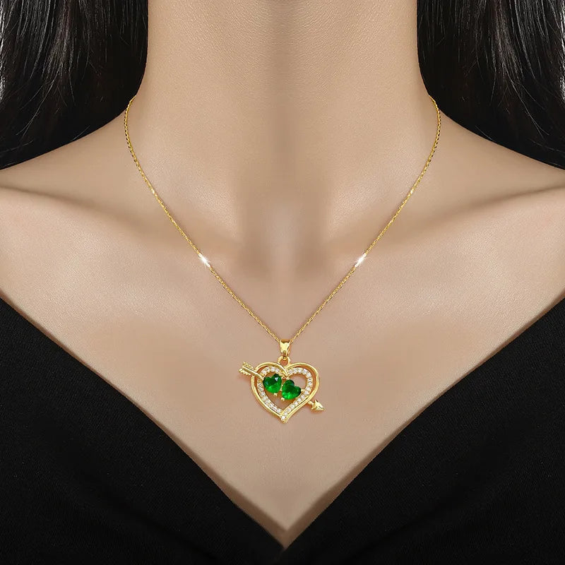 Arrow Heart Zircon Pendant Necklace – Gold Plated for Women Pendant Necklace Nixie