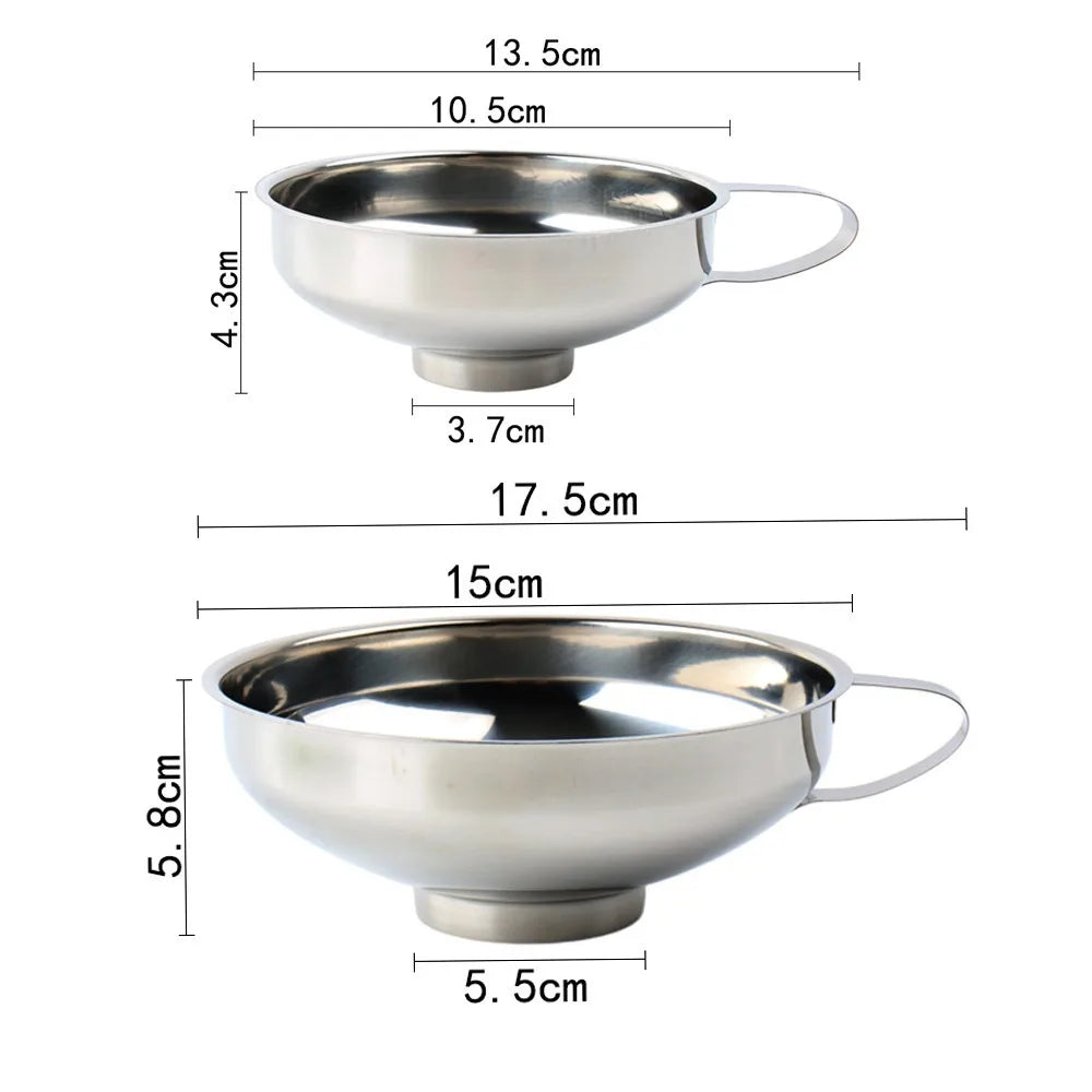 Stainless Steel Wide Mouth Funnel with Handle | Kitchen Tool