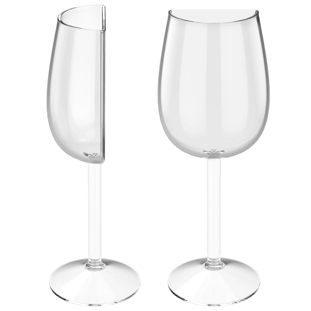 Half Wine Glass Set of 2 | Novelty Crystal Clear Wine Glasses Novelty Wine Glasses Nixie 2Pcs