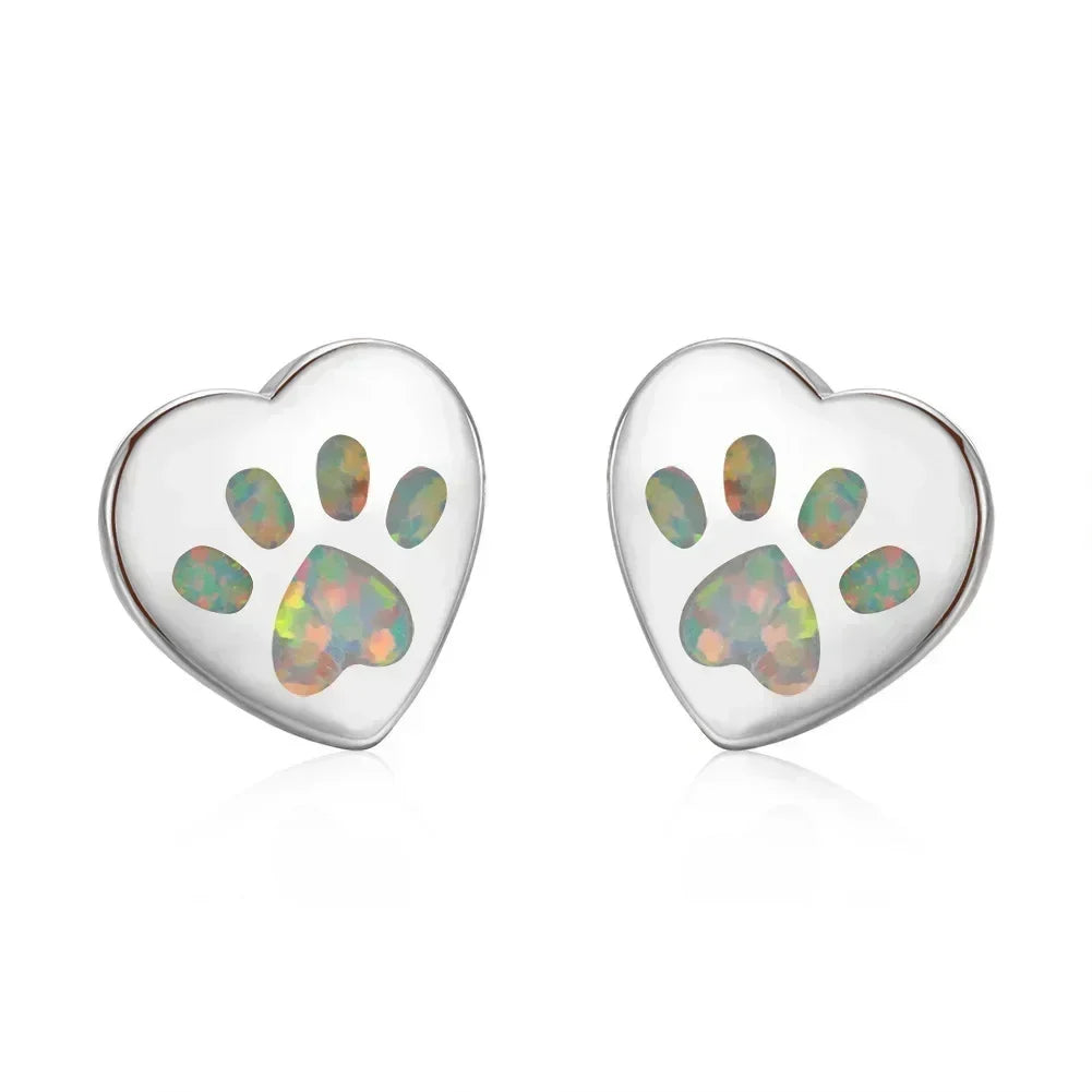 White Simulated Opal Heart Drop Earrings | Zinc Alloy Fashion Drop Earrings Nixie