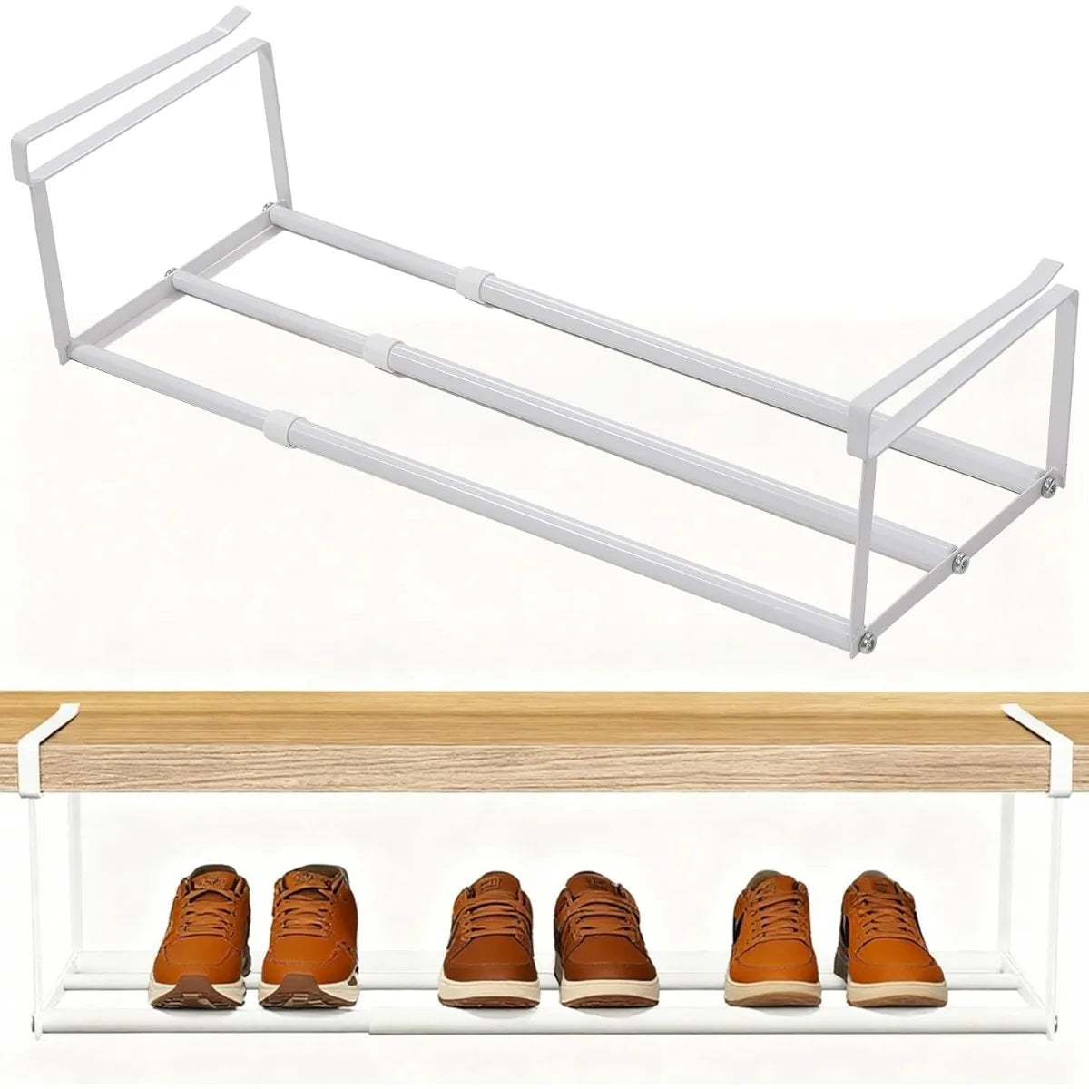 Adjustable Under Shelf Shoe Rack – Hanging Cabinet Organizer