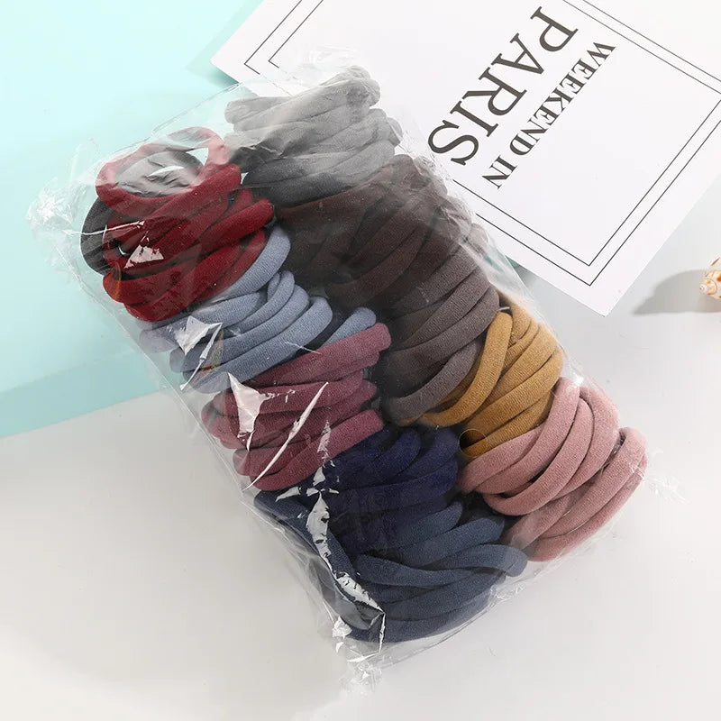 100-Pack Seamless Elastic Hair Ties – Multi-Color Hair Rings