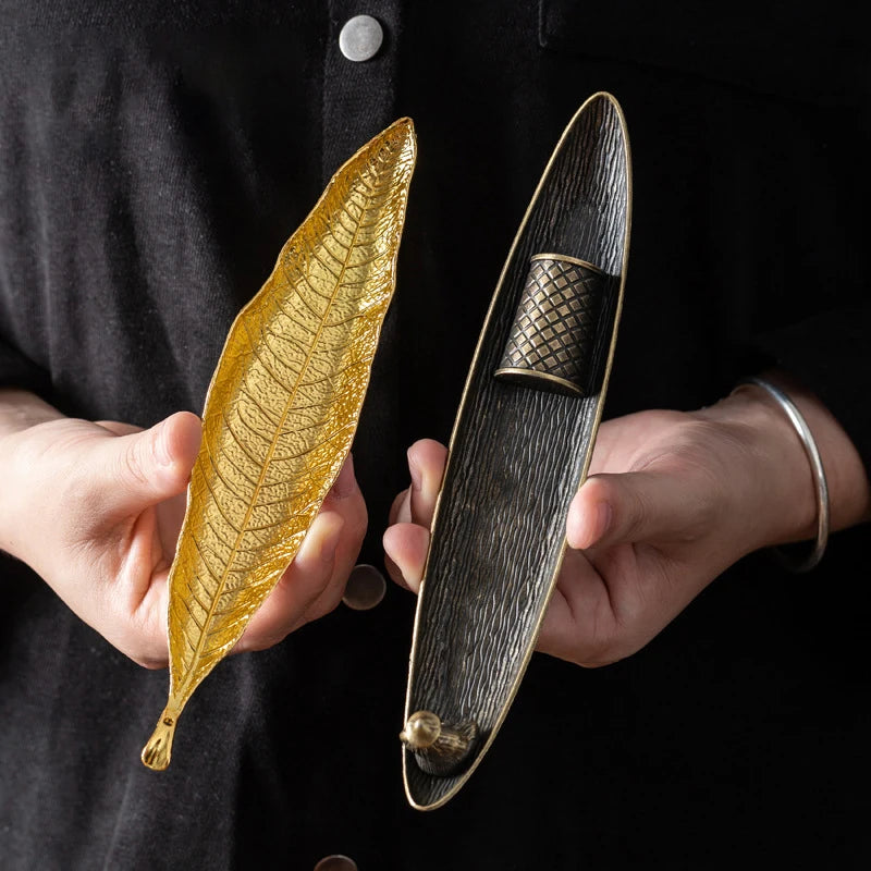 Long Leaf Incense Holder & Ash Catcher – Meditation Décor Incense Holder Nixie