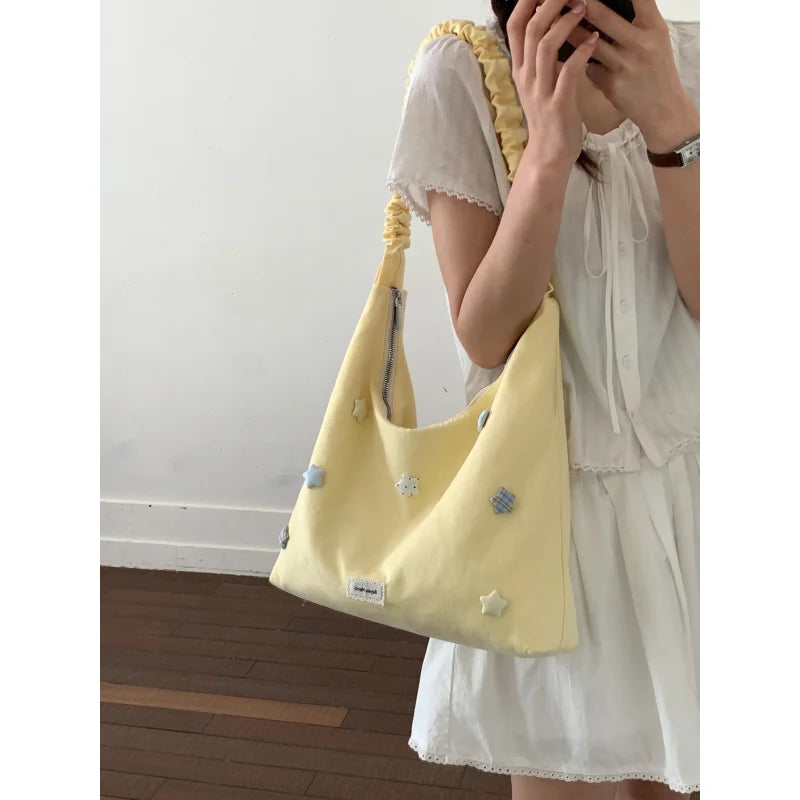 Korean Star Canvas Drawstring Crossbody Shoulder Bag for Women Crossbody Shoulder Bag Nixie