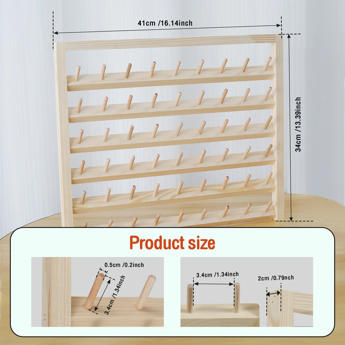 Wooden Thread Rack 48/54 Spool Wall-Mount Sewing Organizer