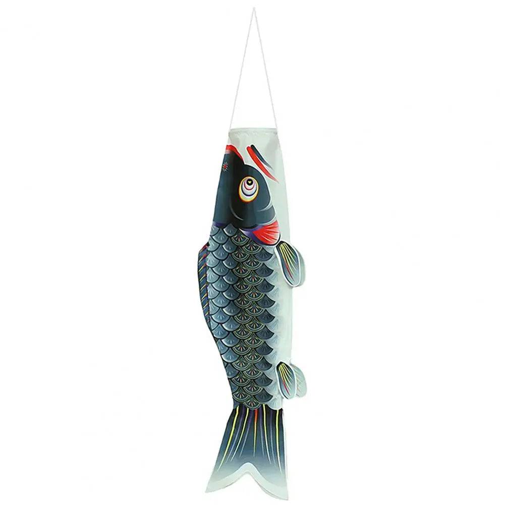 Japanese Koinobori Carp Streamer Flag – Satin Windsock Decor Decorative Flag Nixie black 50cm