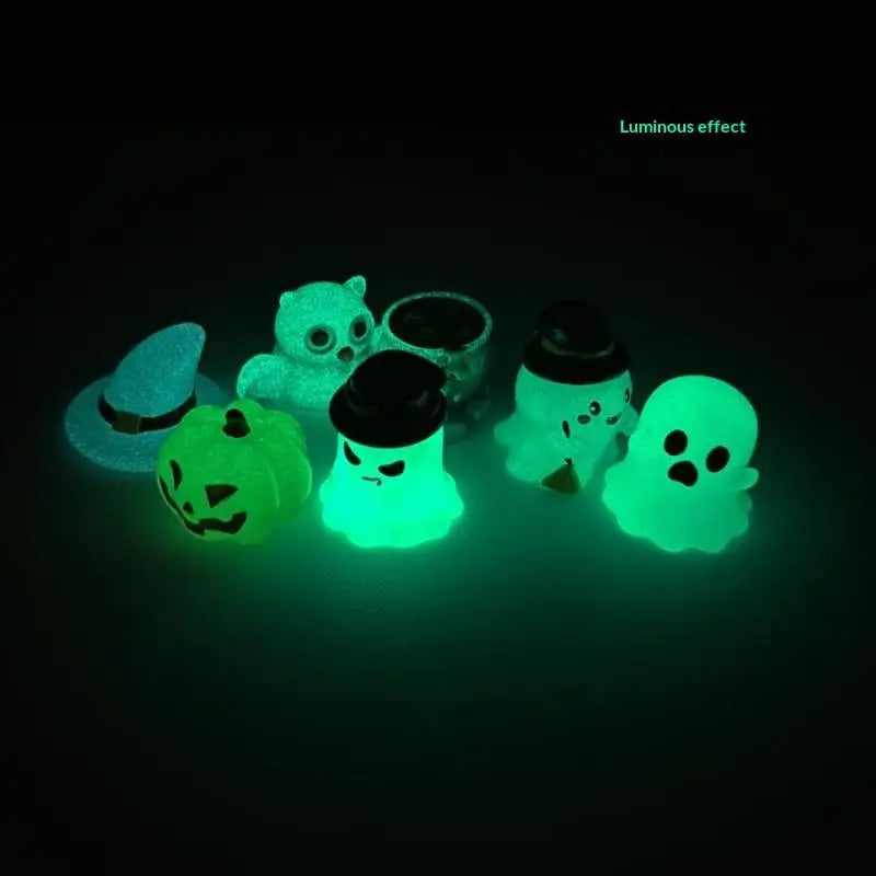 Glow-in-the-Dark Halloween Mini Resin Figurines Set 5pc Halloween Resin Figurines Nixie