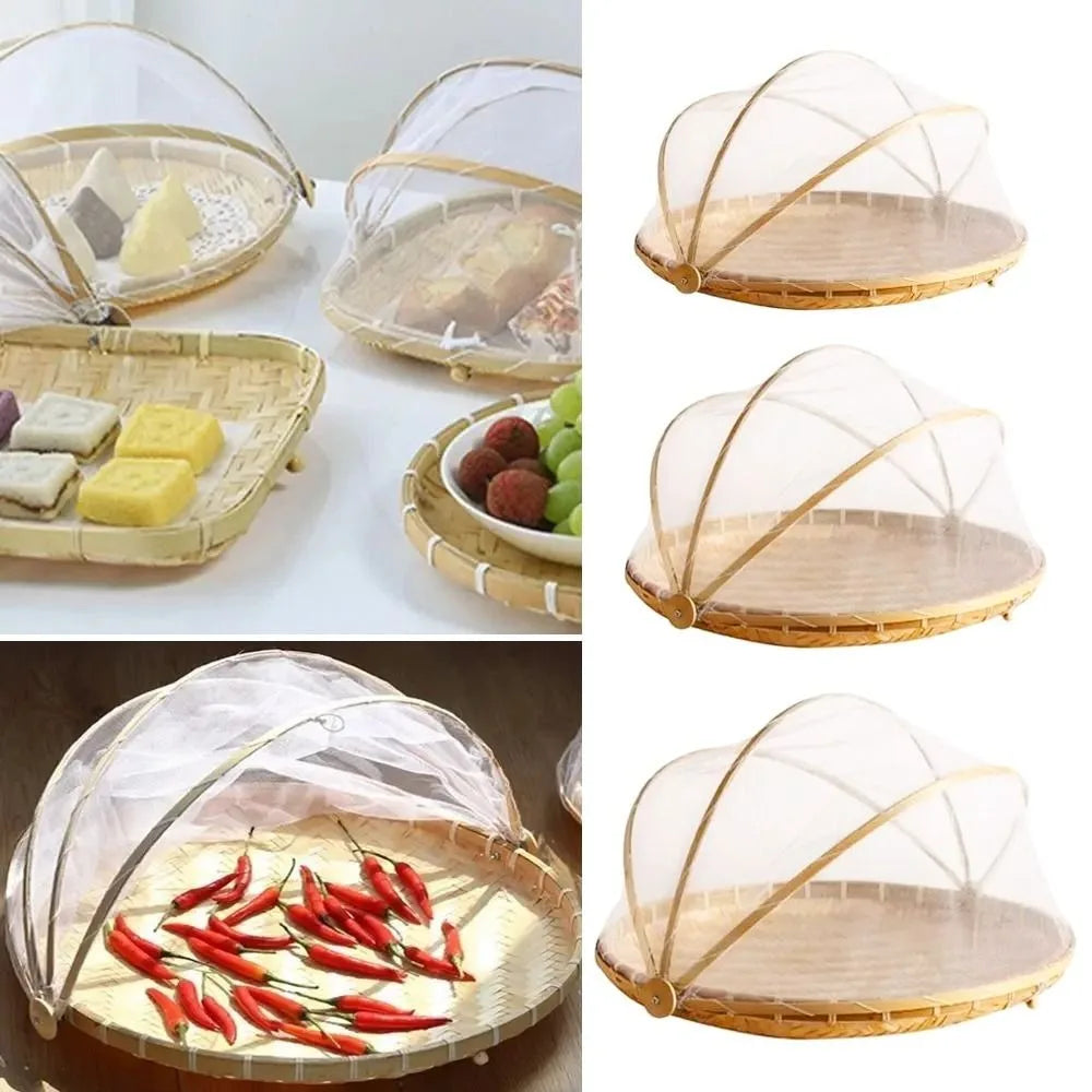 Bamboo Food Cover Basket with Anti-Mosquito Net | Hand-Woven Food Cover Basket Nixie