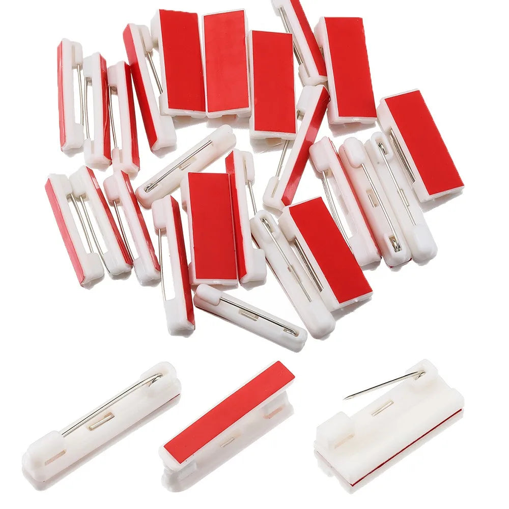 50Pcs Self-Adhesive Plastic Brooch Pins | Multi-Size DIY Badge Brooch Pin Backs Nixie