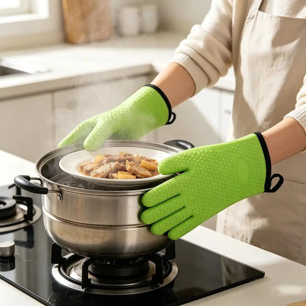 Silicone Oven Mitts Cotton Liner – Heat Resistant to 500°F Oven Mitts Nixie