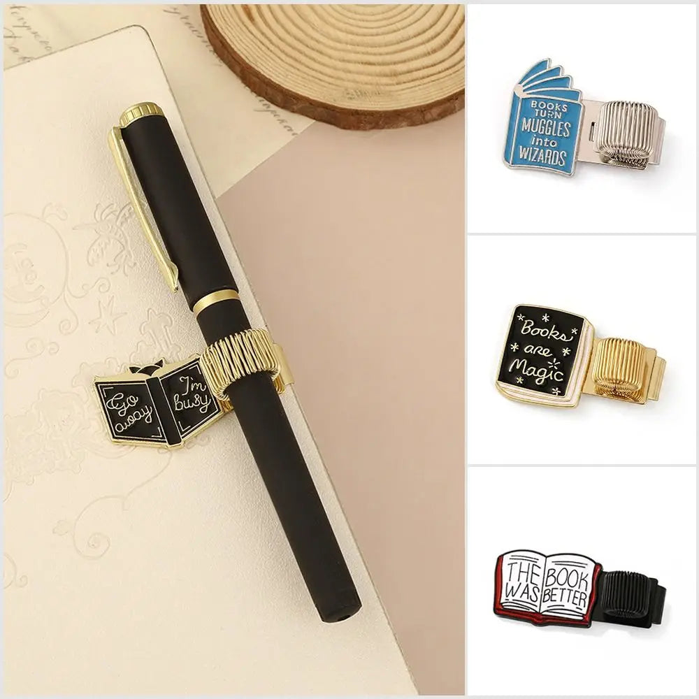 Metal Book-Shaped Pen Clip & Page Marker | 4 Designs Pen Clip Bookmark Nixie