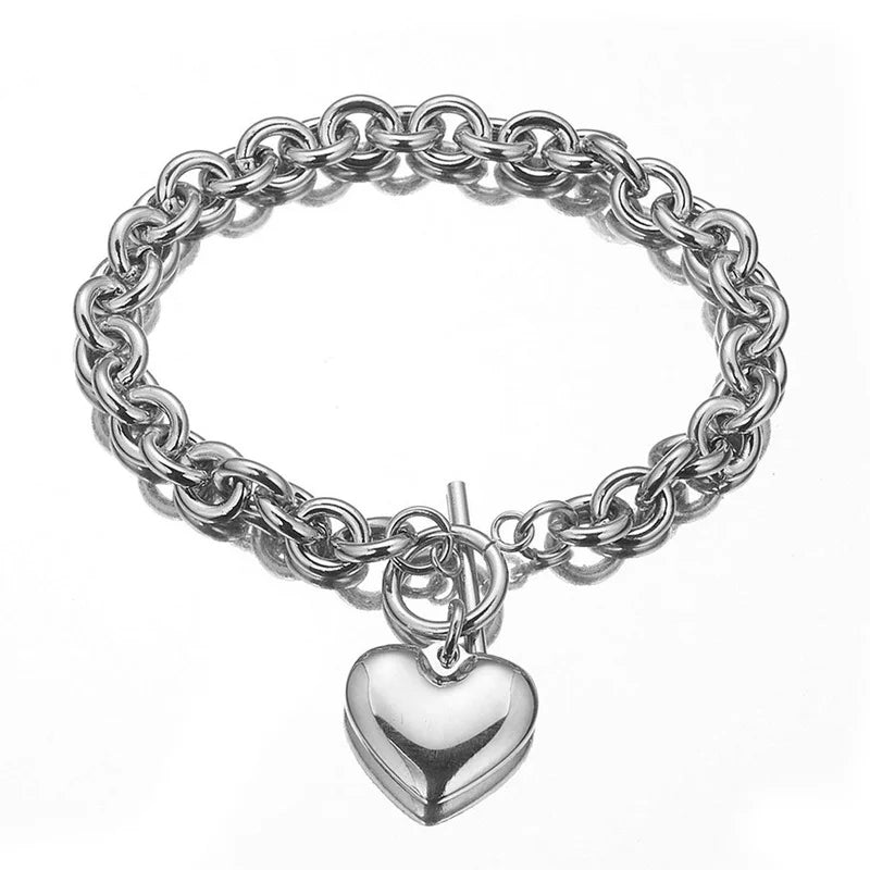 Gold & Silver Heart Charm Bracelet for Women | Nixie Heart Charm Bracelet Nixie A -silver