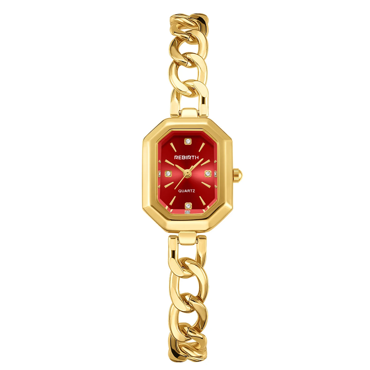 REBIRTH Retro Casual Quartz Watch – Alloy Band, 3 Bar Casual Quartz Watch Nixie Red