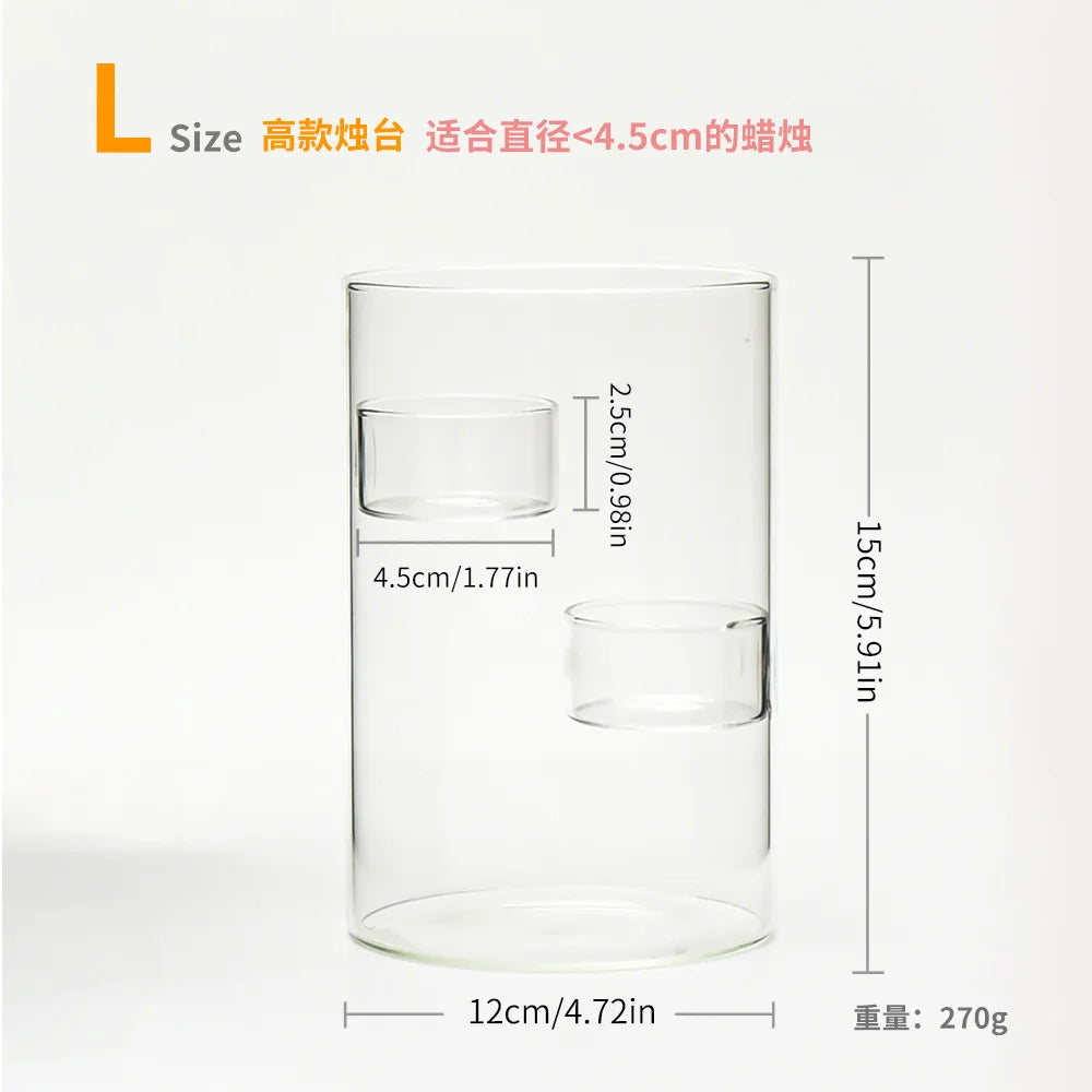 Glass Cylinder Candle Holder for Tea Light | Elegant Decor Glass Candle Holder Nixie L