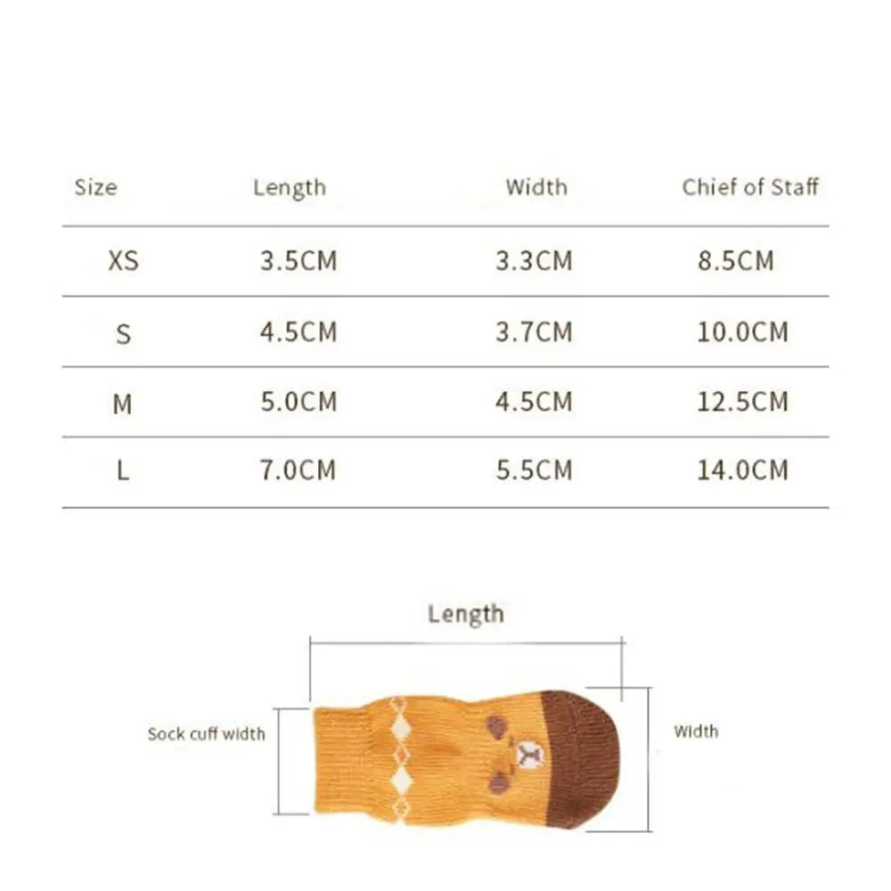 4PCS Non-Slip Dog Socks | Cotton Pet Paw Protectors S/M/L Pet Paw Socks Nixie
