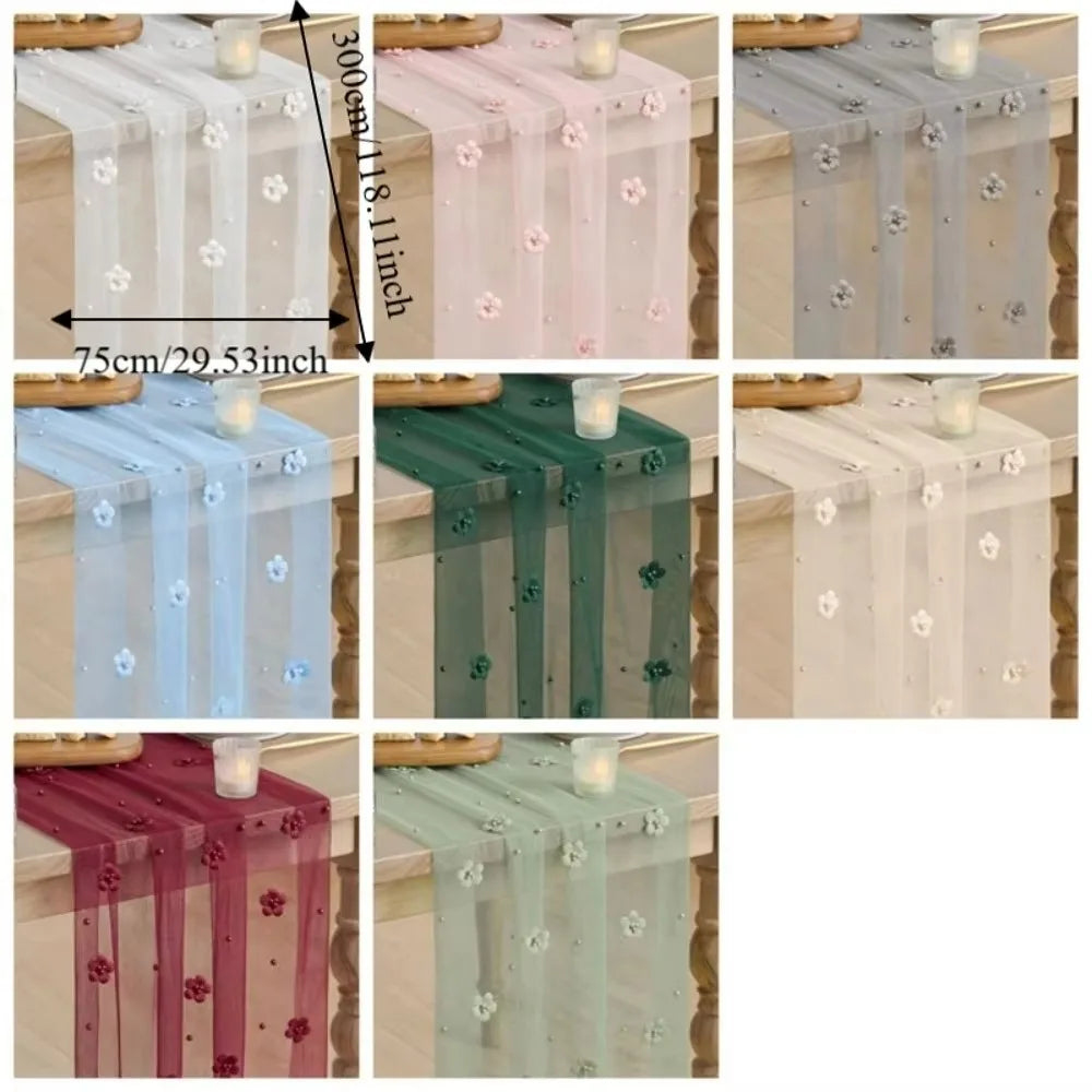 Tulle Table Runner 75x300cm Sheer Floral Embroidered Décor Table Runner Nixie