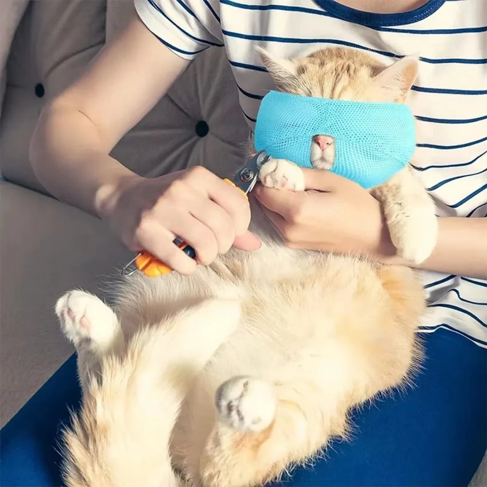 Breathable Mesh Cat Muzzle – Anti-Bite Grooming & Bathing Mask