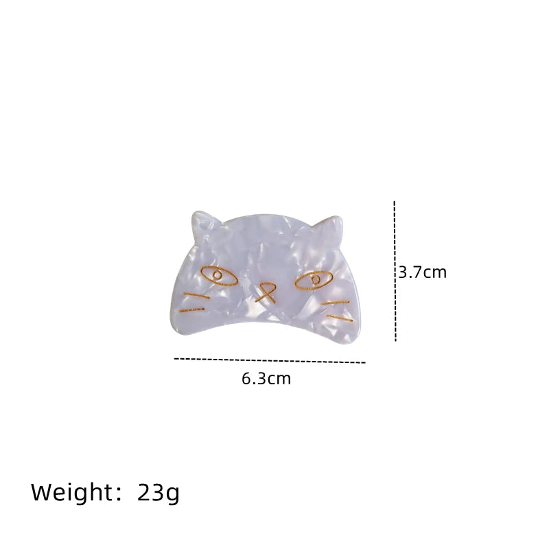Retro Cat Head Hair Clip – Geometric Acetate Women's Claw Hair Clip Nixie