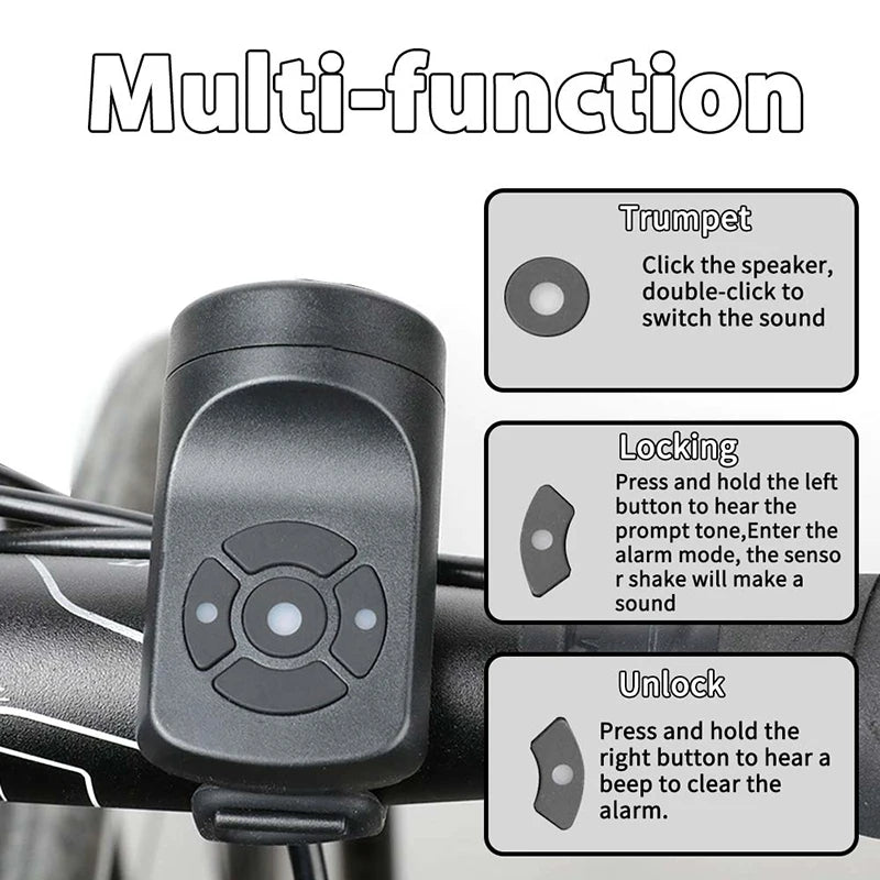 BUCKLOS 120dB Electric Bike Horn USB Rechargeable Bicycle Bell Electric Bicycle Horn Nixie