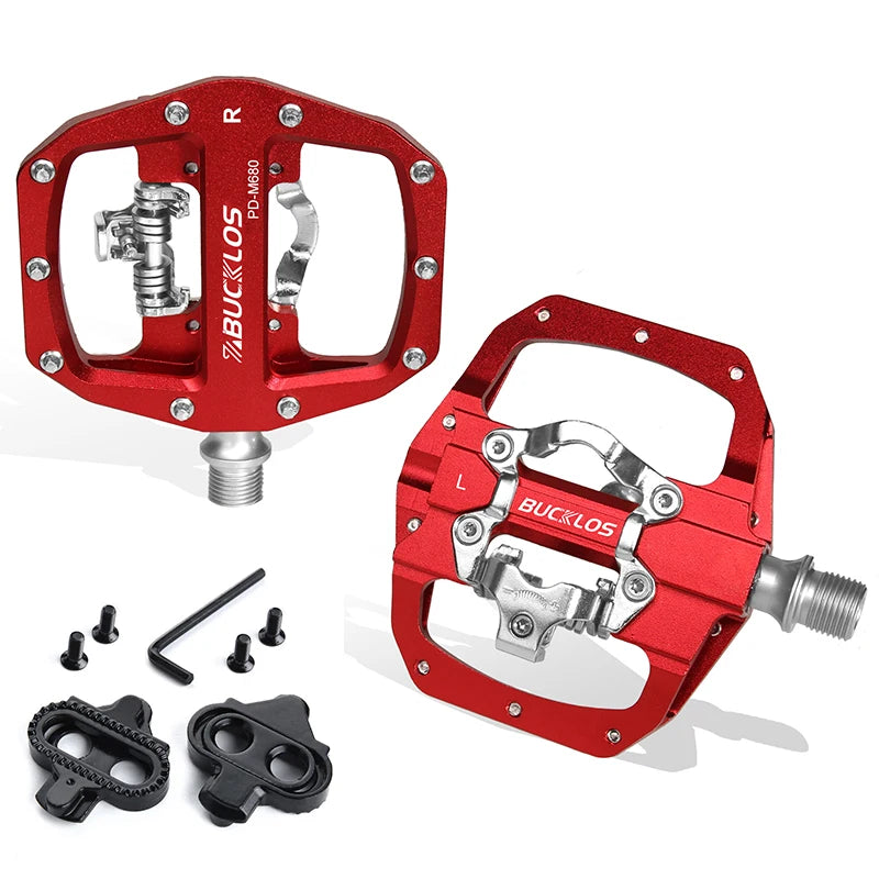 BUCKLOS Dual Function MTB Pedals SPD Clipless & Flat Platform